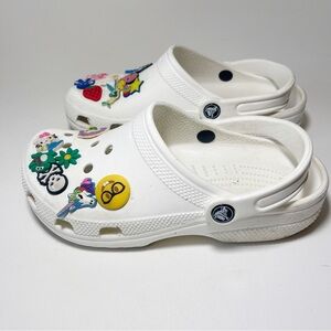 Crocs Classic White Size 7 With Many Jibbitz Girls